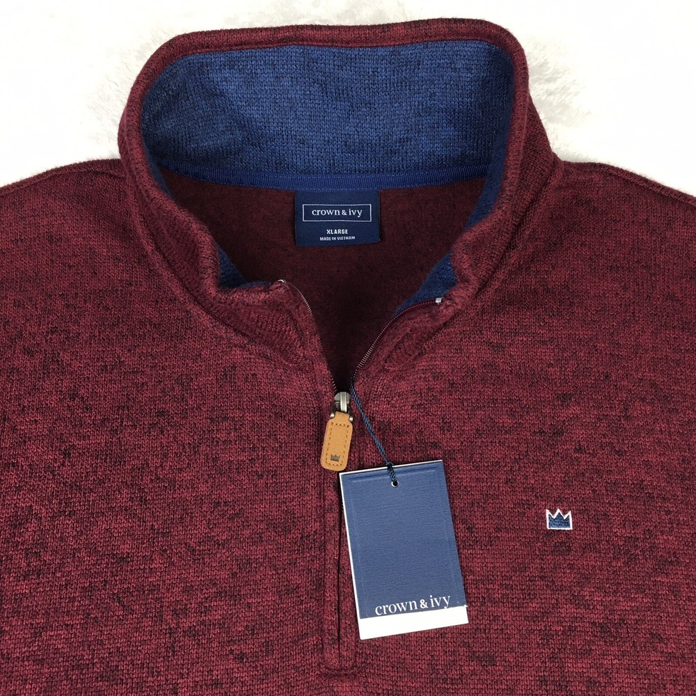 Crown & Ivy Pullover Sweater Men's XL Red Maple‎ Stretch Soft Touch NWT!